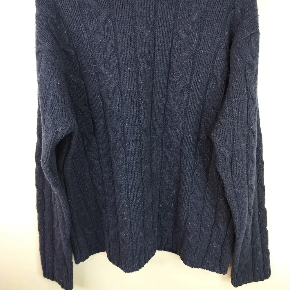 American Eagle Donegal Wool Cable Knit Sweater XL Vintage Preppy Navy Speckled